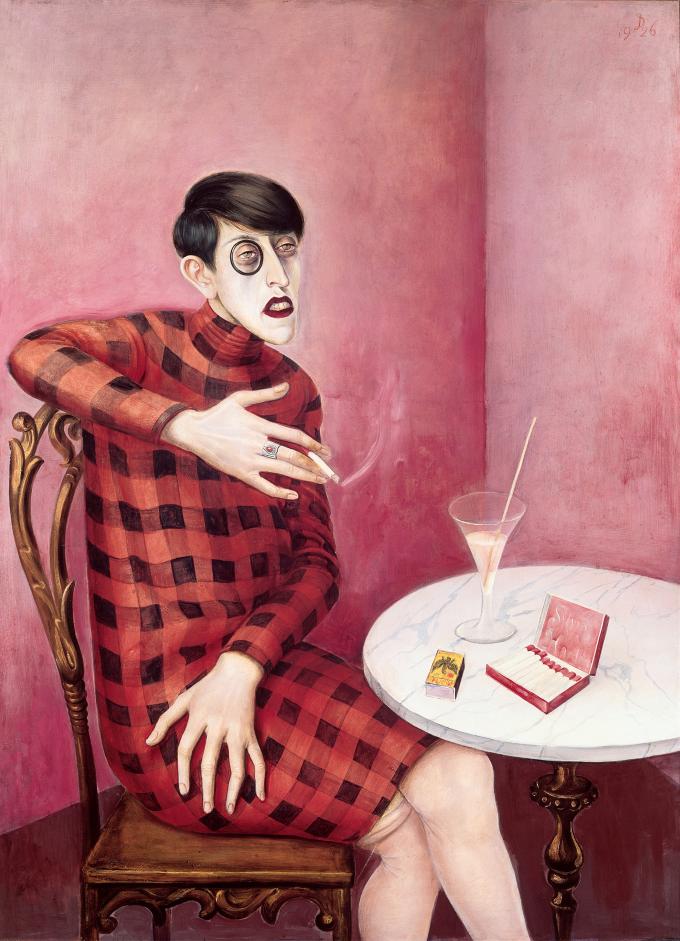 Otto Dix, Bildnis der Journalistin Sylvia von Harden (Portræt af journalisten Sylvia von Harden ), 1926. Olie og tempera på træplade, 212 x 89 cm. Centre Pompidou, Musée national d’art moderne, Paris. Otto Dix, Bildnis der Journalistin Sylvia von Harden (Portræt af journalisten Sylvia von Harden ), 1926. Olie og tempera på træplade, 212 x 89 cm. Centre Pompidou, Musée national d’art moderne, Paris.