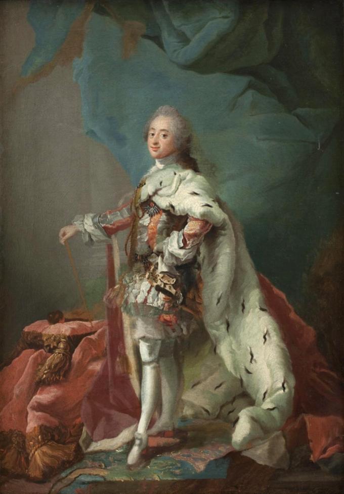 Frederik 5. C.G. Pilos maleri "Frederik V i salvingsdragt" fra 1748-1751.