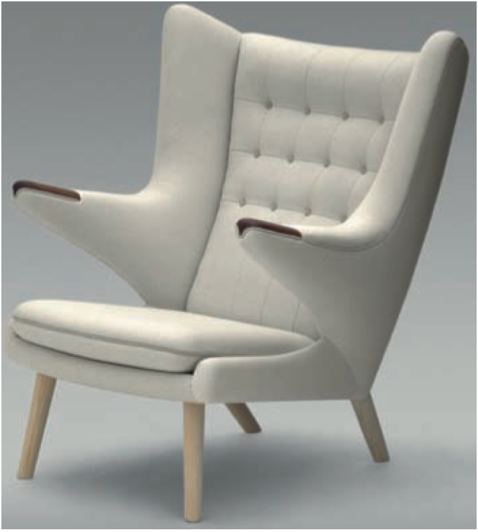 ”Bamsestolen” er tegnet af Hans J. Wegner i 1951. Stolen er fortsat i produktion. ”Bamsestolen” er tegnet af Hans J. Wegner i 1951. Stolen er fortsat i produktion.