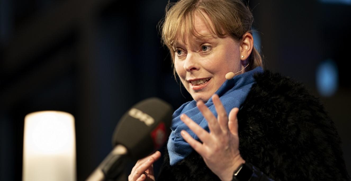 Joy Mogensen holdt tale, da programmet for Genforeningen 2020 onsdag blev præsenteret i DR Koncerthuset.