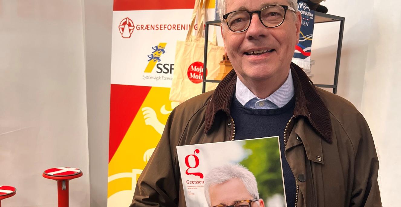 Jens A. Christiansen besøgte Grænseforeningens og SSF's fælles stand på Historiske dage.
