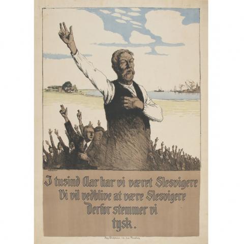 Afstemningsplakat fra folkeafstemningen i 1920. Illustration: Alex Eckener, Museum Sønderjylland - Sønderborg Slot