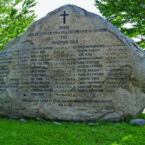 Ved alle sognekirker i Sønderjylland findes i dag en mindesten eller en mindetavle over sognets faldne i Første Verdenskrig, hvor 6.000 sønderjyder faldt i tysk krigstjeneste. Når soldaten var faldet, modtog de pårørende et mindeblad (se side 3). Nederst blev fremhævet, at soldaten var faldet for fædrelandet. Det kunne dansksindede familier have svært ved at nikke ja til, skriver Lars N. Henningsen i sin bog ‘Kampen om de faldnes minde’. 