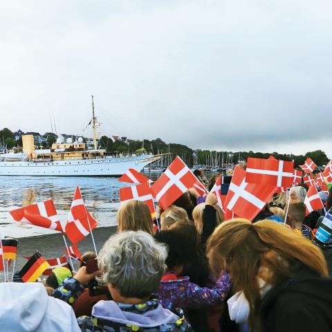 Mindretallene i det dansk-tyske grænseland indgår som en faktor i både dansk og tysk udenrigspolitik, fordi de indgår som instrumenter i udøvelsen af såkaldt soft power (blød magt), når de formidler dansk henholdsvis tysk kultur og værdier i nabolandet ifølge Jørgen Kühl. Her er det sydslesvigere, der venter på dronning Margrethes ankomst med Kongeskibet Dannebrog i Flensborg Havn 3. september 2019.