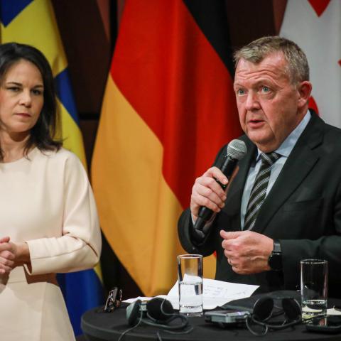 Annalena Baerbock (De Grønne) og Lars Løkke Rasmussen (M) mødtes i efteråret i Berlin med de nordiske landes udenrigsministre. 