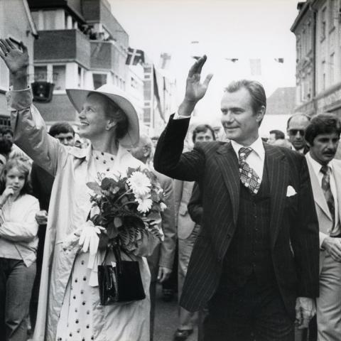 Dronning Margrethe og Prins Henrik på besøg i Flensborg i 1978. Dengang ankom regentparret også i Kongeskibet Dannebrog.