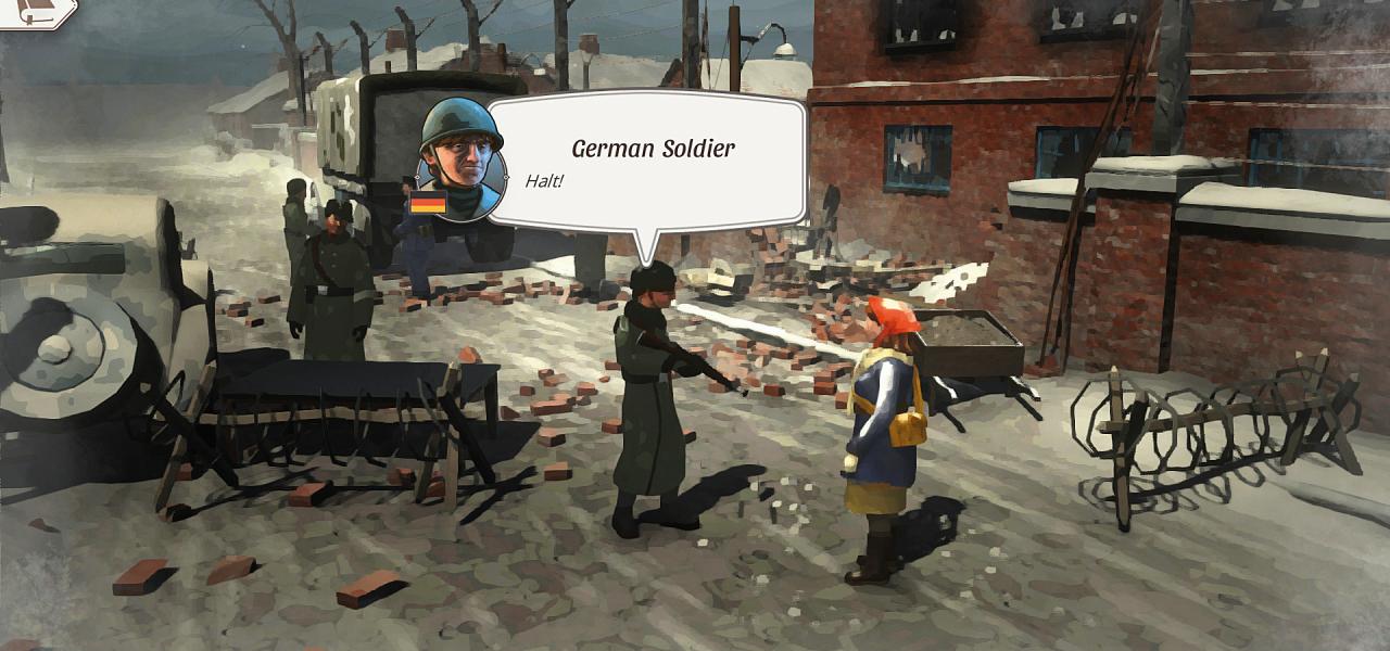 Til foråret kommer en gratis udgave af spillet, som kan bruges til undervisning i folkeskolen og gymnasiet i historie og engelsk. The German soldier says ’Halt!’ in the streets of Tinglev.