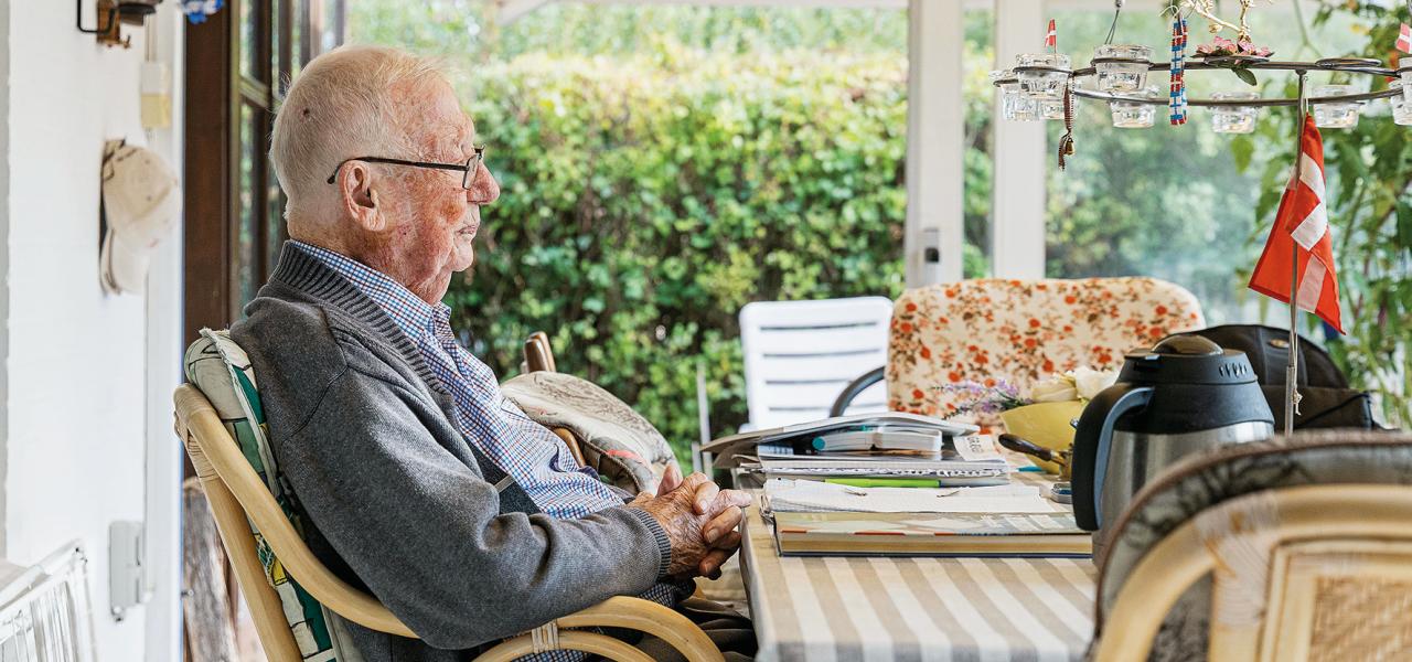 Hjemmet i Harrislee er præget af Dannebrogsflag.